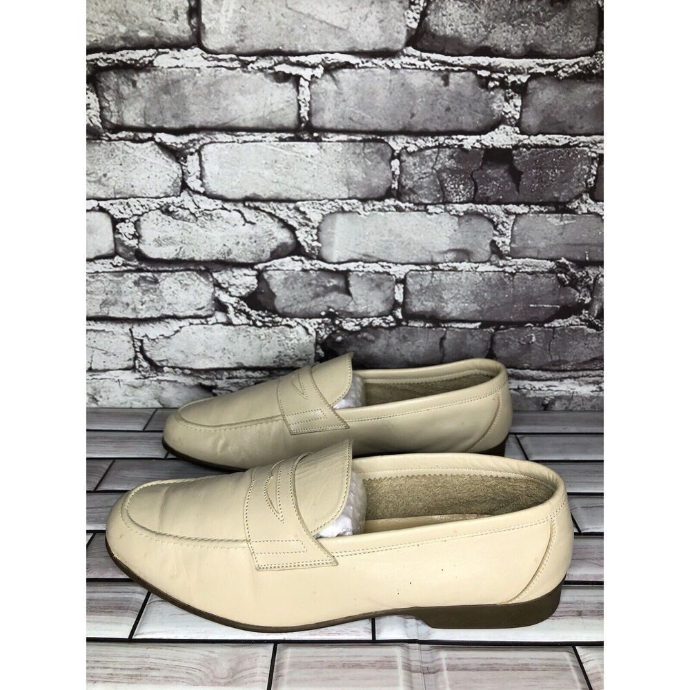 Caporicci Ivory Leather Casual Penny Loafers Driving Shoes Men’s Sz 42EU/9M US